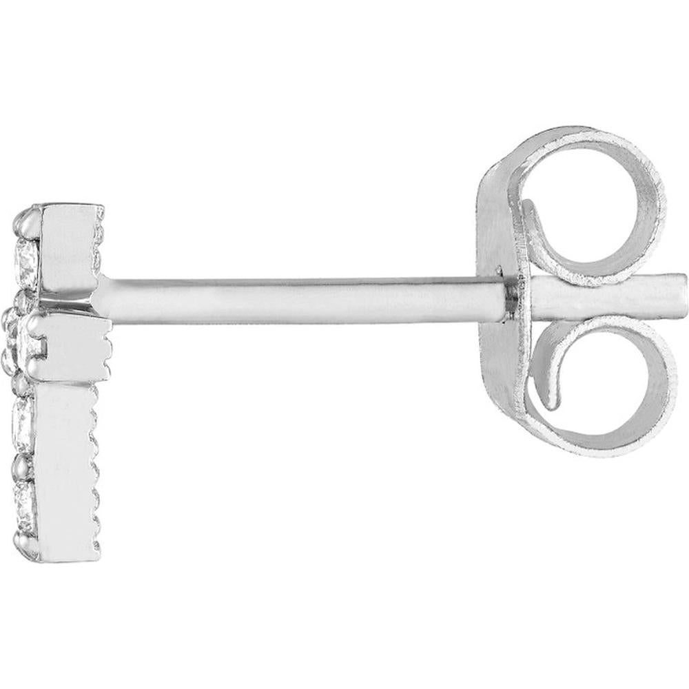 Olas d'Oro - 14K White Gold Diamond Cross Stud Earrings - 1/8 Total Carat Weight