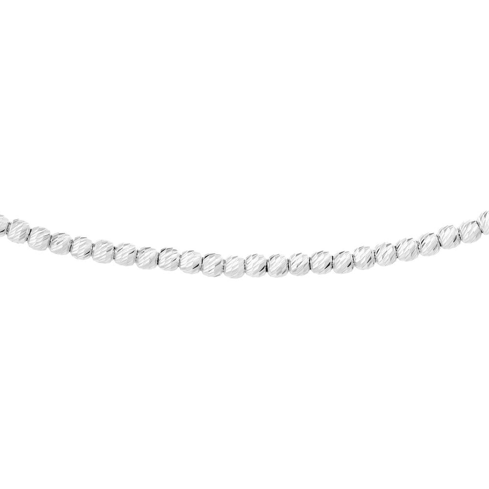 Olas d'Oro - 14K White Gold Diamond-Cut Bead Adjustable Choker with Lobster Clasp - 4.83 Grams