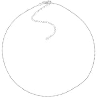 Olas d'Oro - 14K White Gold Diamond-Cut Bead Choker Chain - Adjustable 13-16 inches
