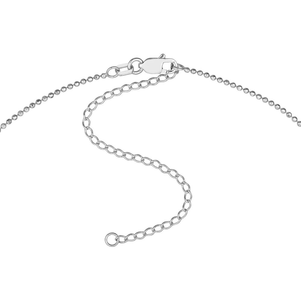 Olas d'Oro - 14K White Gold Diamond-Cut Bead Choker Chain - Adjustable 13-16 inches
