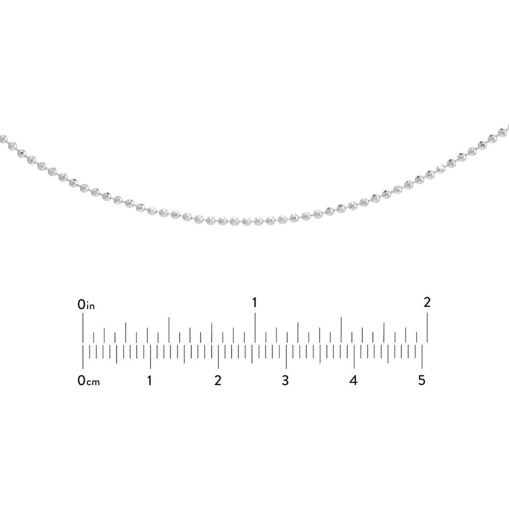 Olas d'Oro - 14K White Gold Diamond-Cut Bead Choker Chain - Adjustable 13-16 inches