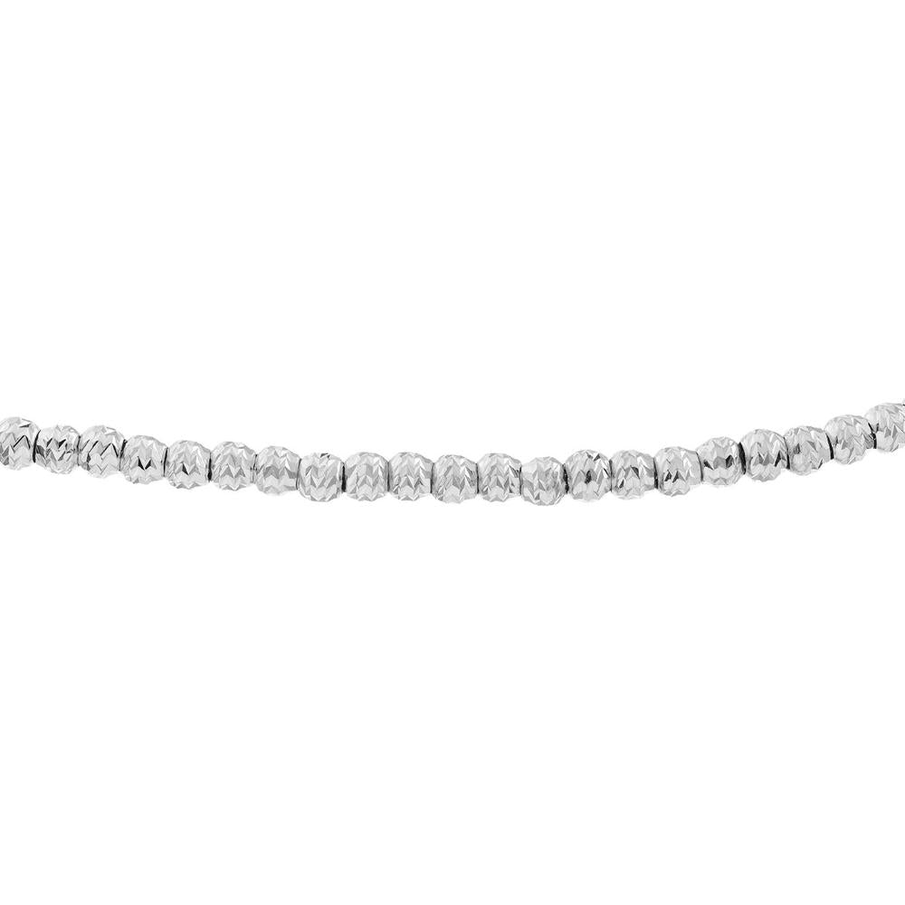 Olas d'Oro - 14K White Gold Diamond-Cut Beaded Bolo Bracelet - Timeless Adjustable Luxury Piece