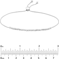 Olas d'Oro - 14K White Gold Diamond-Cut Beaded Bolo Bracelet - Timeless Adjustable Luxury Piece