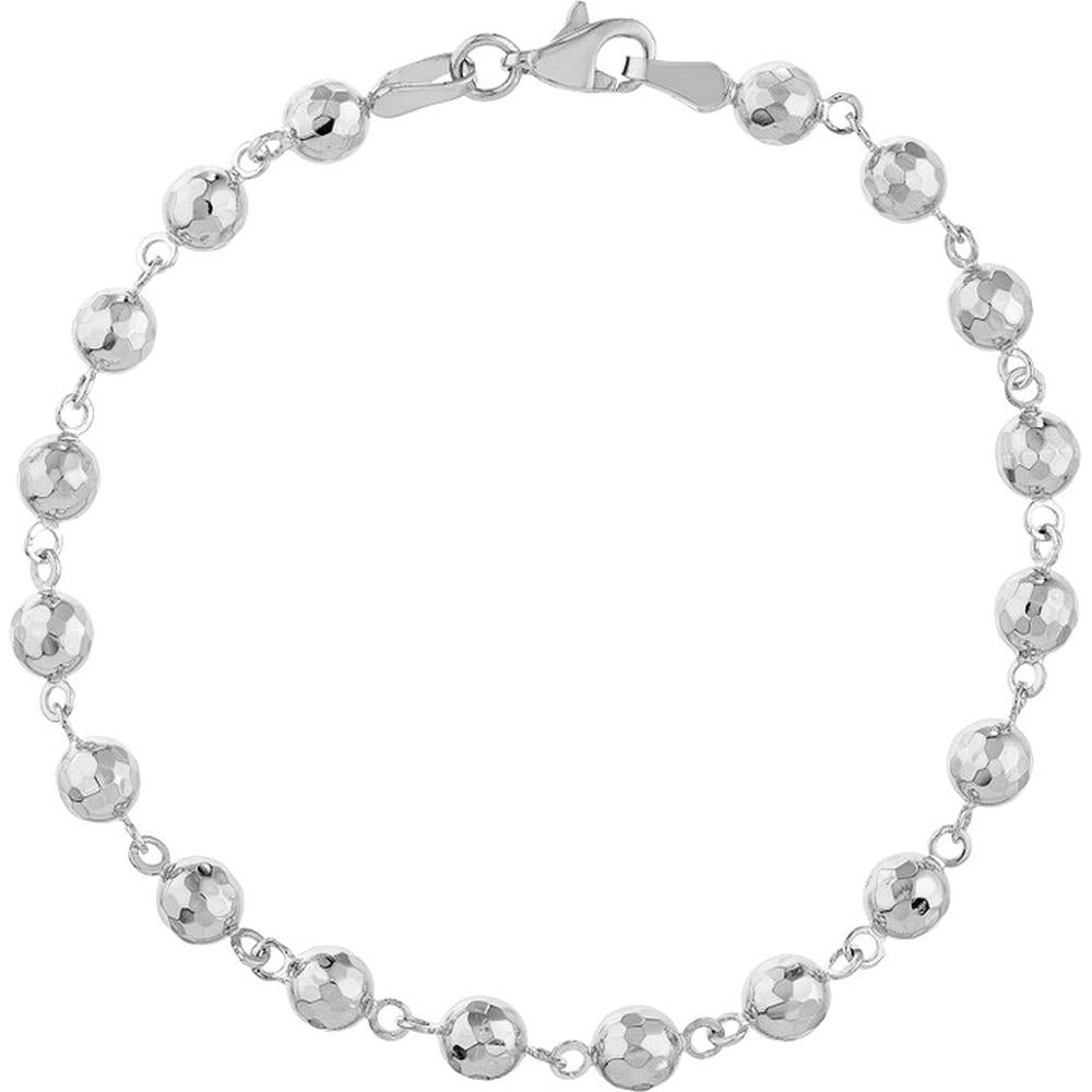 Olas d'Oro - 14K White Gold Diamond-Cut Beaded Bracelet - 4.30 Grams