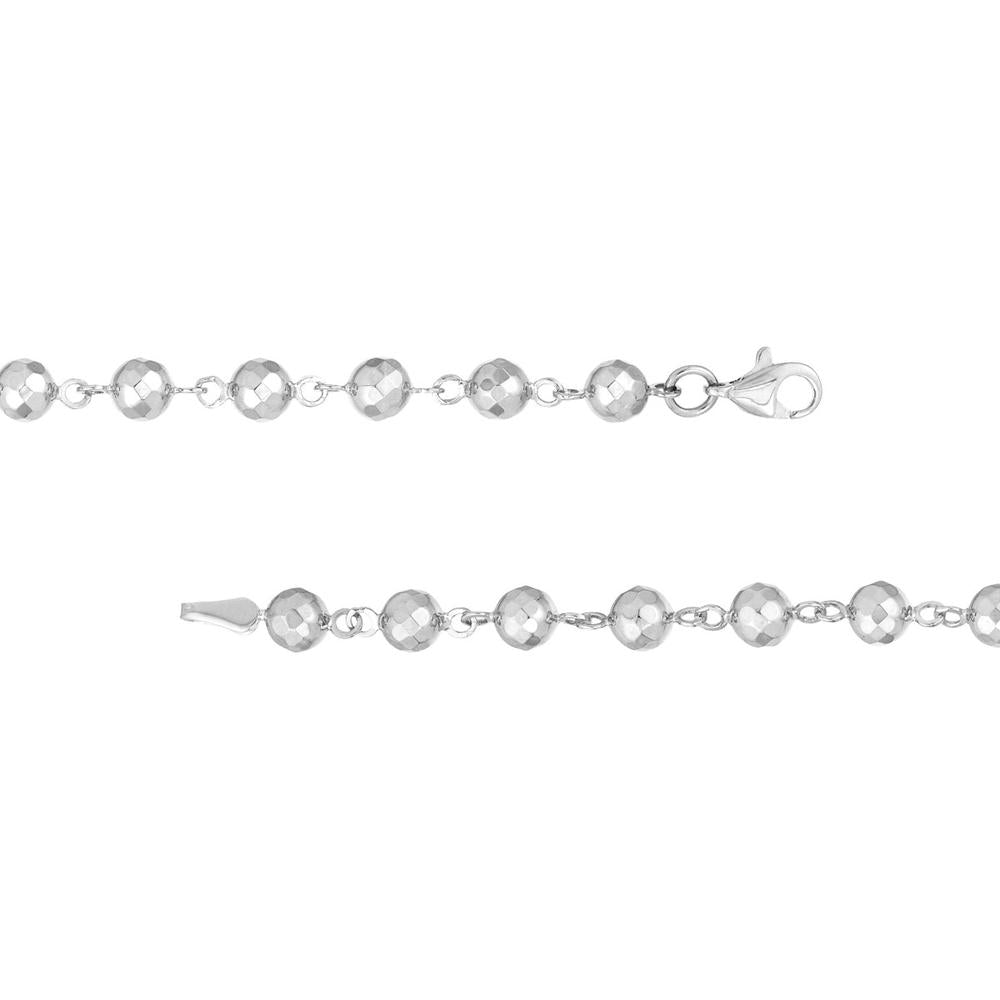 Olas d'Oro - 14K White Gold Diamond-Cut Beaded Bracelet - 4.30 Grams