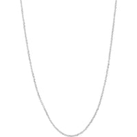 Olas d'Oro - 14K White Gold Diamond-Cut Cable Chain Necklace with Adjustable Silicone Slider Bead - 22" Length