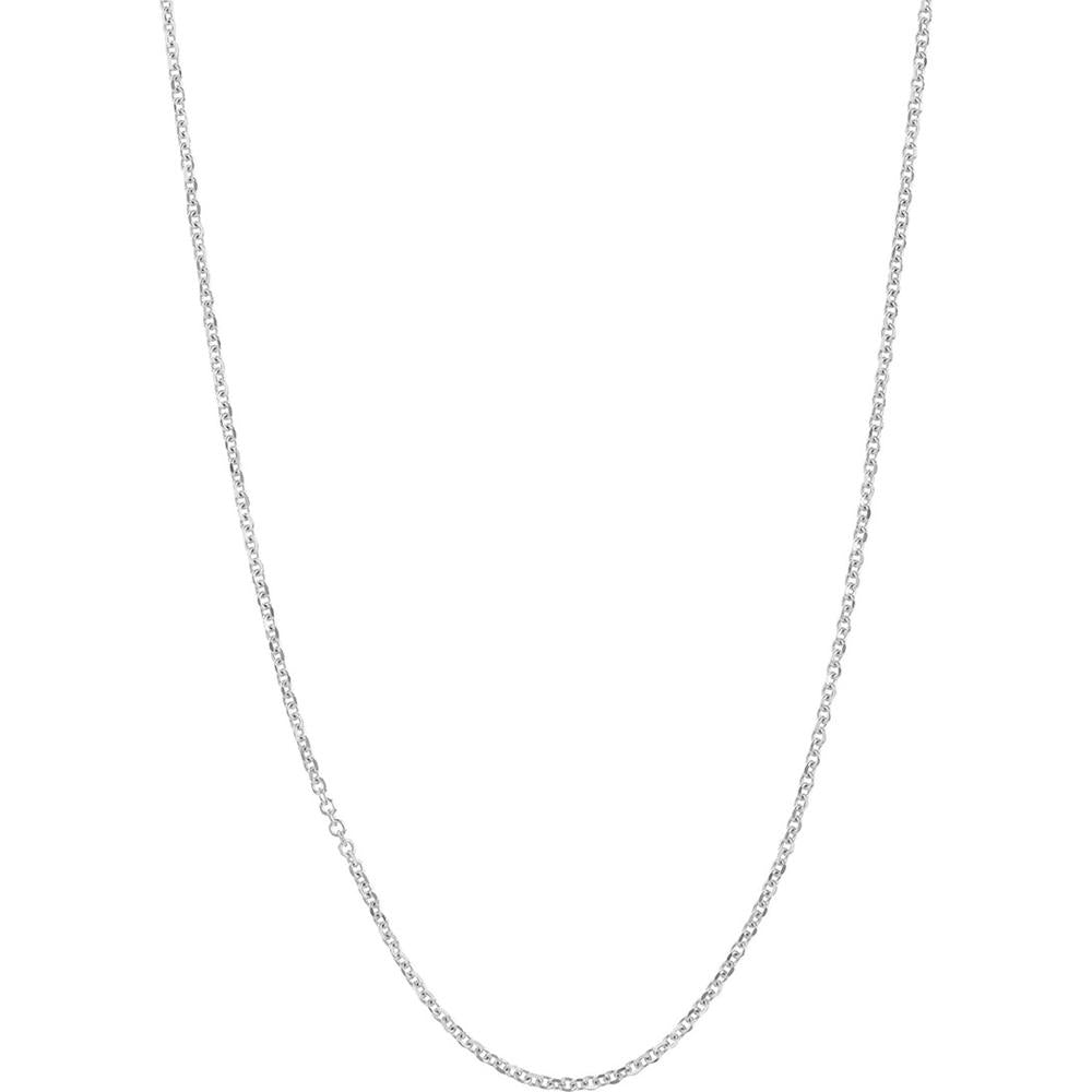 Olas d'Oro - 14K White Gold Diamond-Cut Cable Chain Necklace with Adjustable Silicone Slider Bead - 22" Length