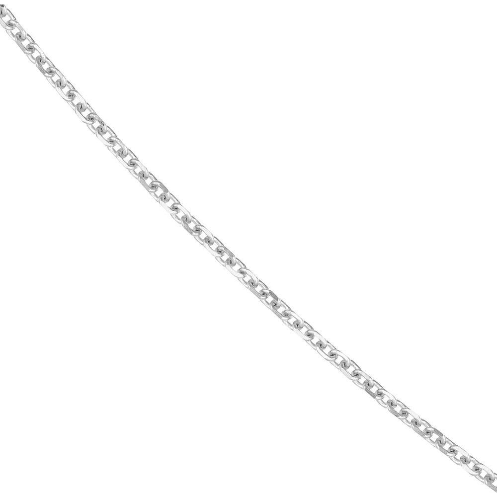 Olas d'Oro - 14K White Gold Diamond-Cut Cable Chain Necklace with Adjustable Silicone Slider Bead - 22" Length