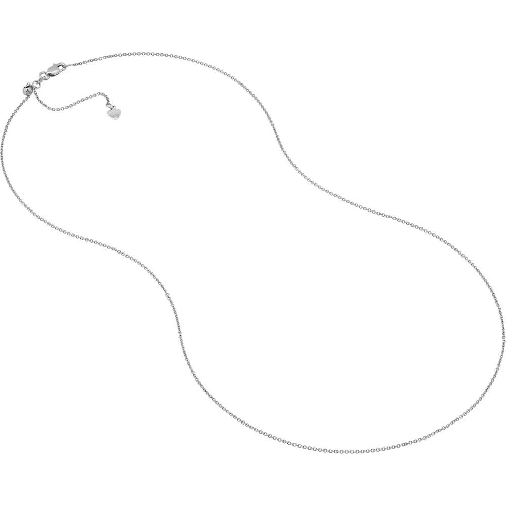 Olas d'Oro - 14K White Gold Diamond-Cut Cable Chain Necklace with Adjustable Silicone Slider Bead - 22" Length