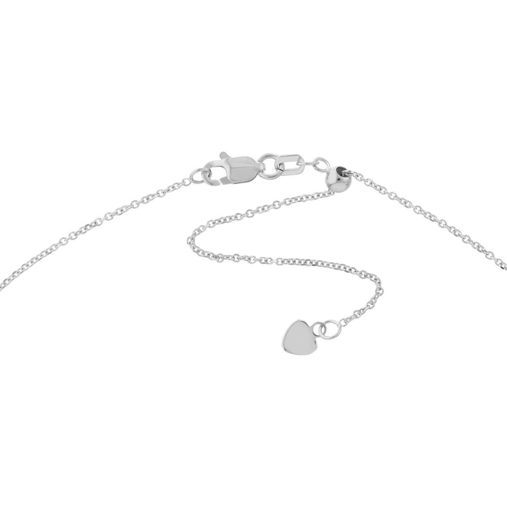 Olas d'Oro - 14K White Gold Diamond-Cut Cable Chain Necklace with Adjustable Silicone Slider Bead - 22" Length