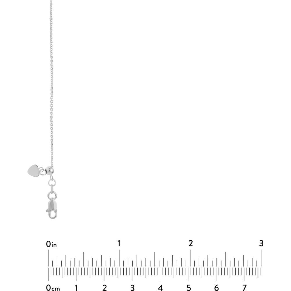 Olas d'Oro - 14K White Gold Diamond-Cut Cable Chain Necklace with Adjustable Silicone Slider Bead - 22" Length