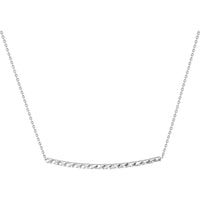 Olas d'Oro - 14K White Gold Diamond-Cut Curved Bar Adjustable Necklace - 2.25 Grams Total Weight