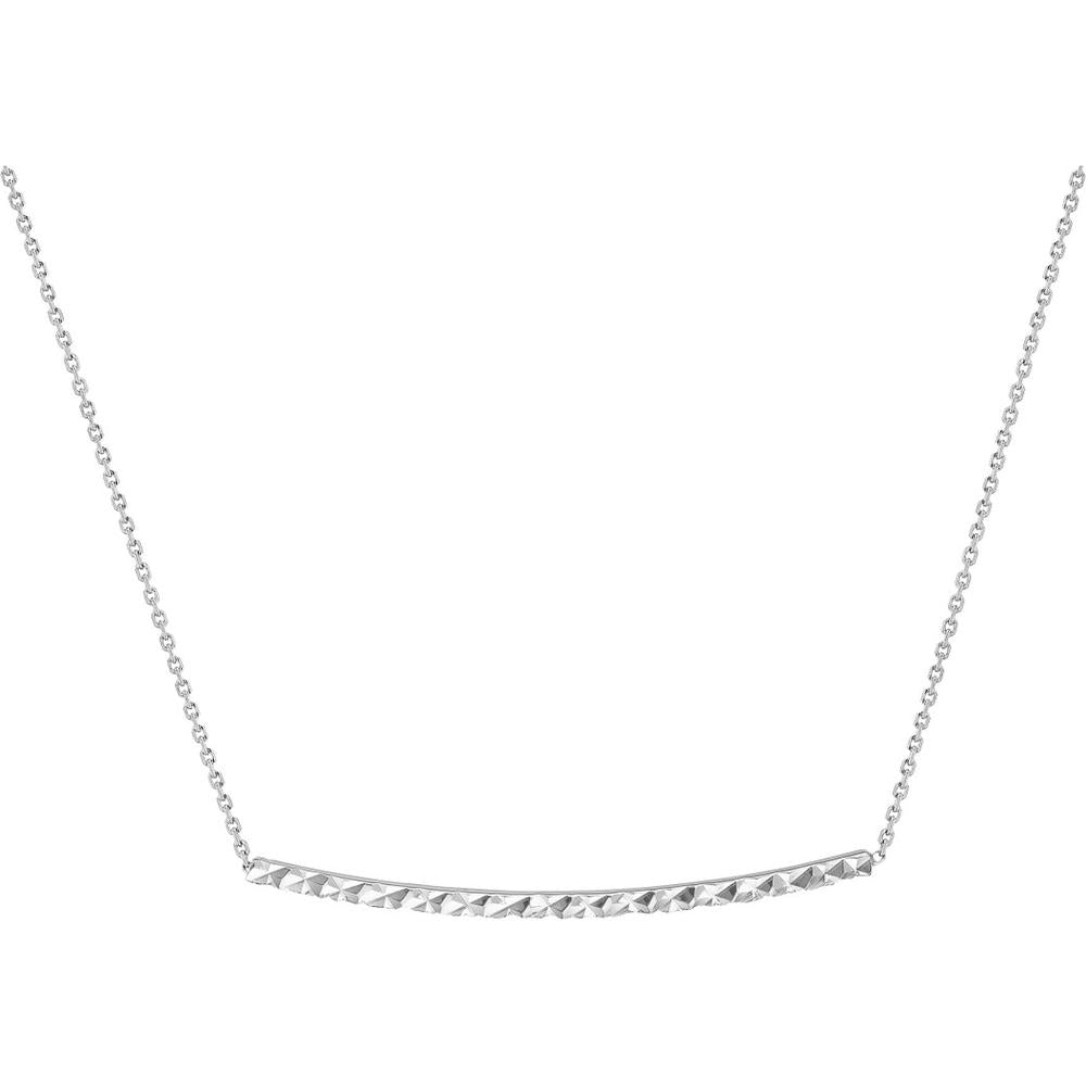 Olas d'Oro - 14K White Gold Diamond-Cut Curved Bar Adjustable Necklace - 2.25 Grams Total Weight