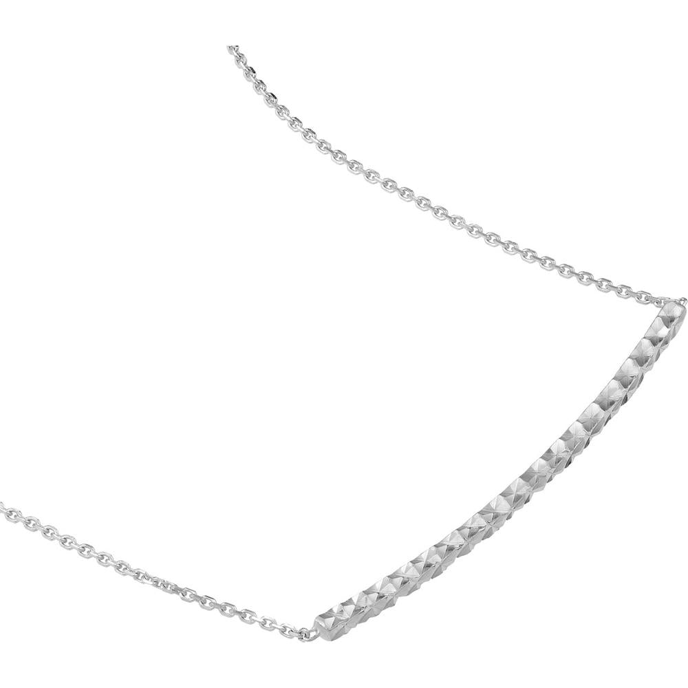 Olas d'Oro - 14K White Gold Diamond-Cut Curved Bar Adjustable Necklace - 2.25 Grams Total Weight