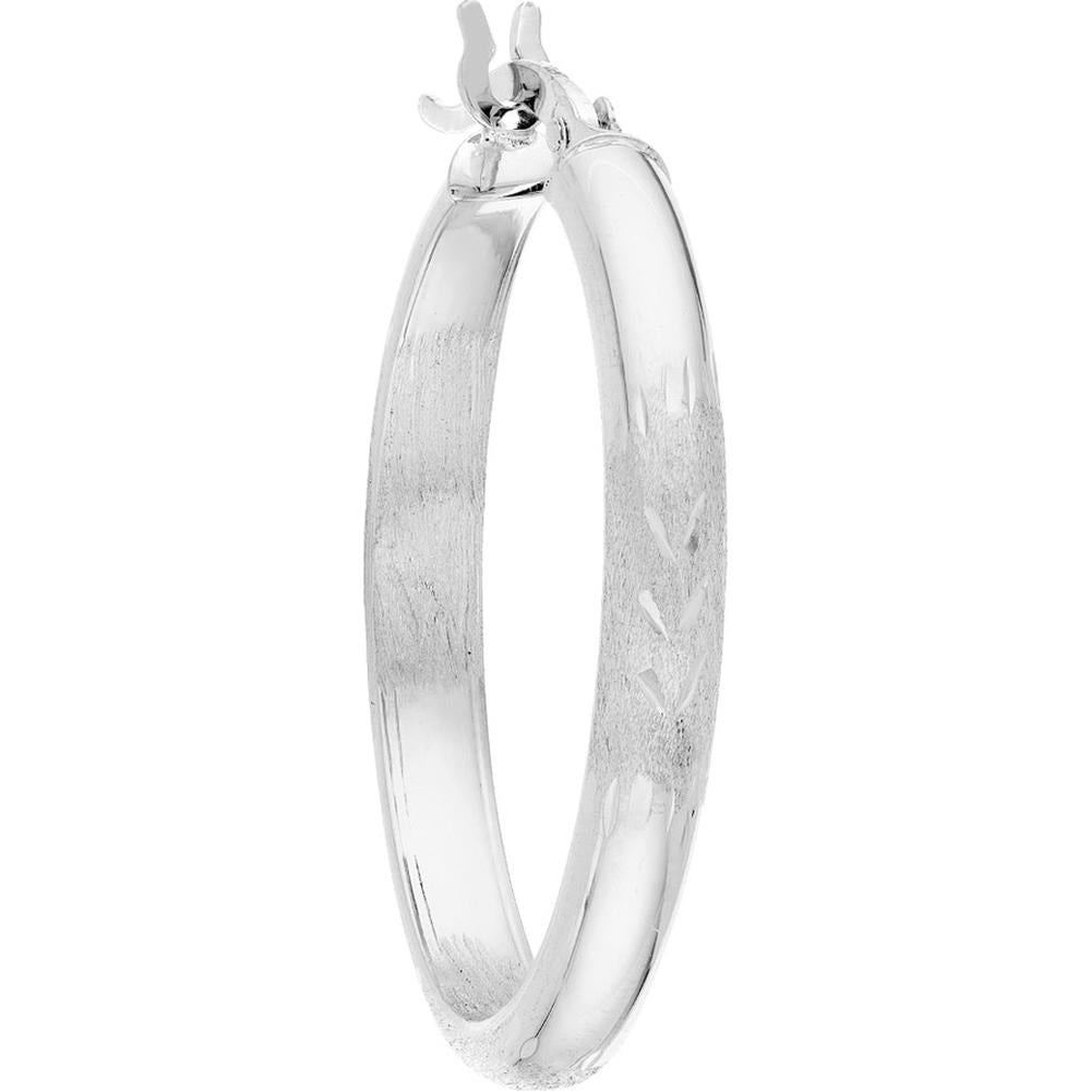 Olas d'Oro - 14K White Gold Diamond-Cut Florentine Large Hoop Earrings - 1.45g