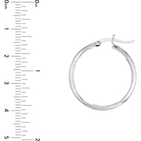 Olas d'Oro - 14K White Gold Diamond-Cut Florentine Large Hoop Earrings - 1.45g