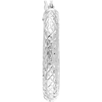 Olas d'Oro - 14K White Gold Diamond-Cut Hoop Earrings - 25mm Diameter