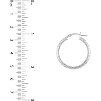 Olas d'Oro - 14K White Gold Diamond-Cut Hoop Earrings - 25mm Diameter