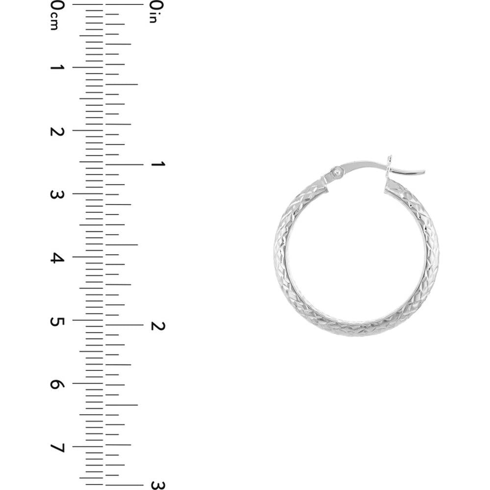 Olas d'Oro - 14K White Gold Diamond-Cut Hoop Earrings - 25mm Diameter