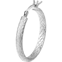 Olas d'Oro - 14K White Gold Diamond-Cut Hoop Earrings 25mm x 3mm