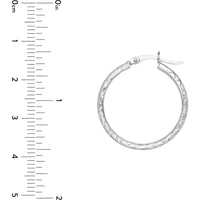 Olas d'Oro - 14K White Gold Diamond-Cut Hoop Earrings 25mm x 3mm