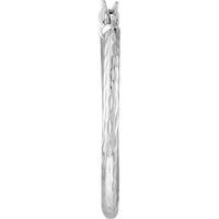 Olas d'Oro - 14K White Gold Diamond-Cut Large Hoop Earrings - 2mm x 25mm