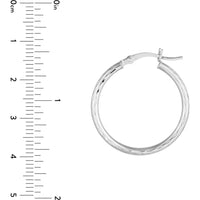 Olas d'Oro - 14K White Gold Diamond-Cut Large Hoop Earrings - 2mm x 25mm