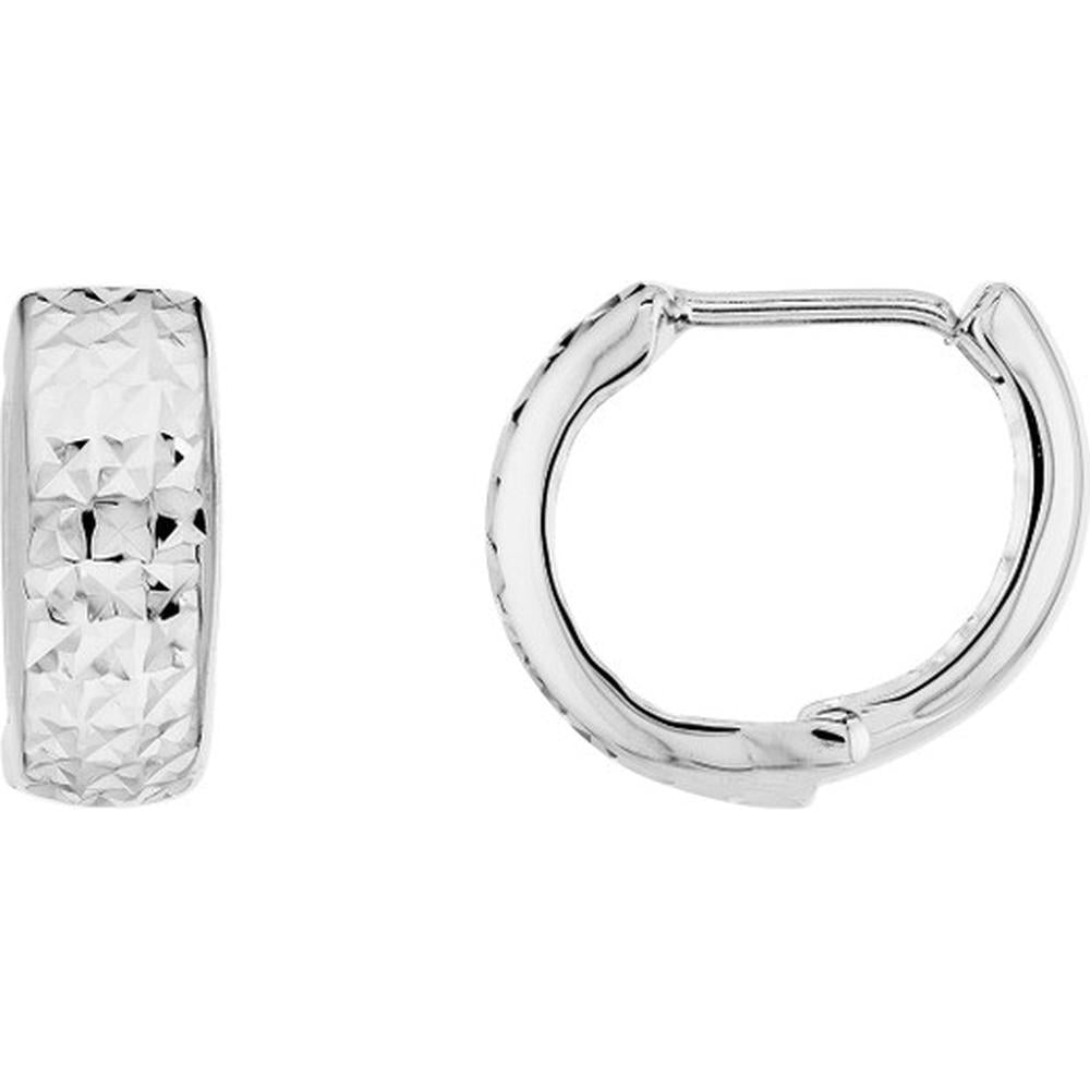 Olas d'Oro - 14K White Gold Diamond-Cut Mini Hoop Earrings