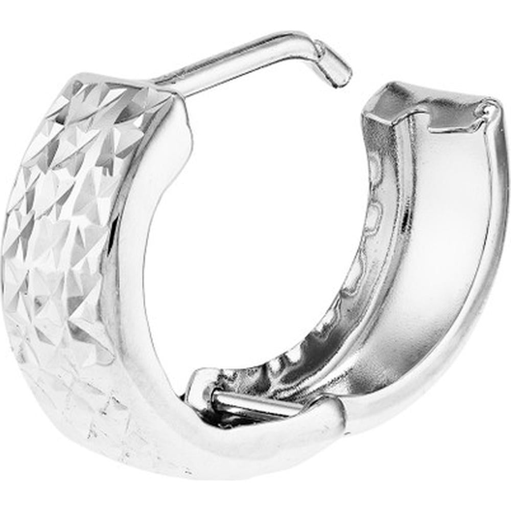 Olas d'Oro - 14K White Gold Diamond-Cut Mini Hoop Earrings