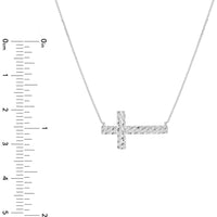 Olas d'Oro - 14K White Gold Diamond-Cut Sideways Cross Adjustable Necklace 2.30 Grams Total Weight