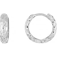 Olas d'Oro - 14K White Gold Diamond-Cut Small Hoop Earrings - 1.15 Grams Total Weight