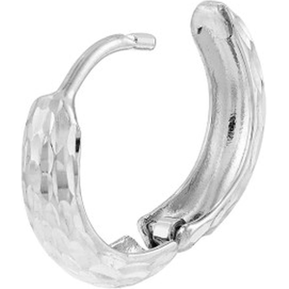 Olas d'Oro - 14K White Gold Diamond-Cut Small Hoop Earrings - 1.15 Grams Total Weight