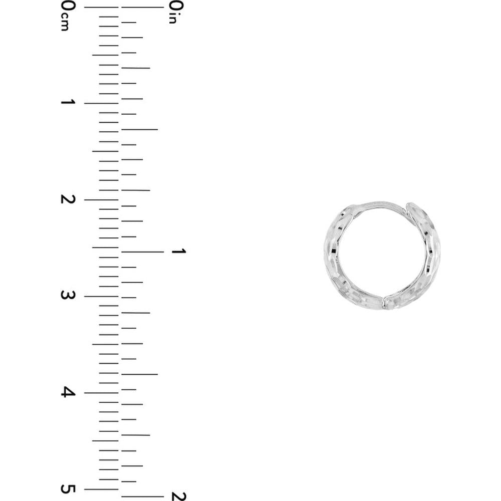 Olas d'Oro - 14K White Gold Diamond-Cut Small Hoop Earrings - 1.15 Grams Total Weight