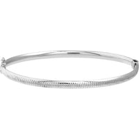 Olas d'Oro - 14K White Gold Diamond-Cut Tube Hinged Bangle - 3.70 Grams