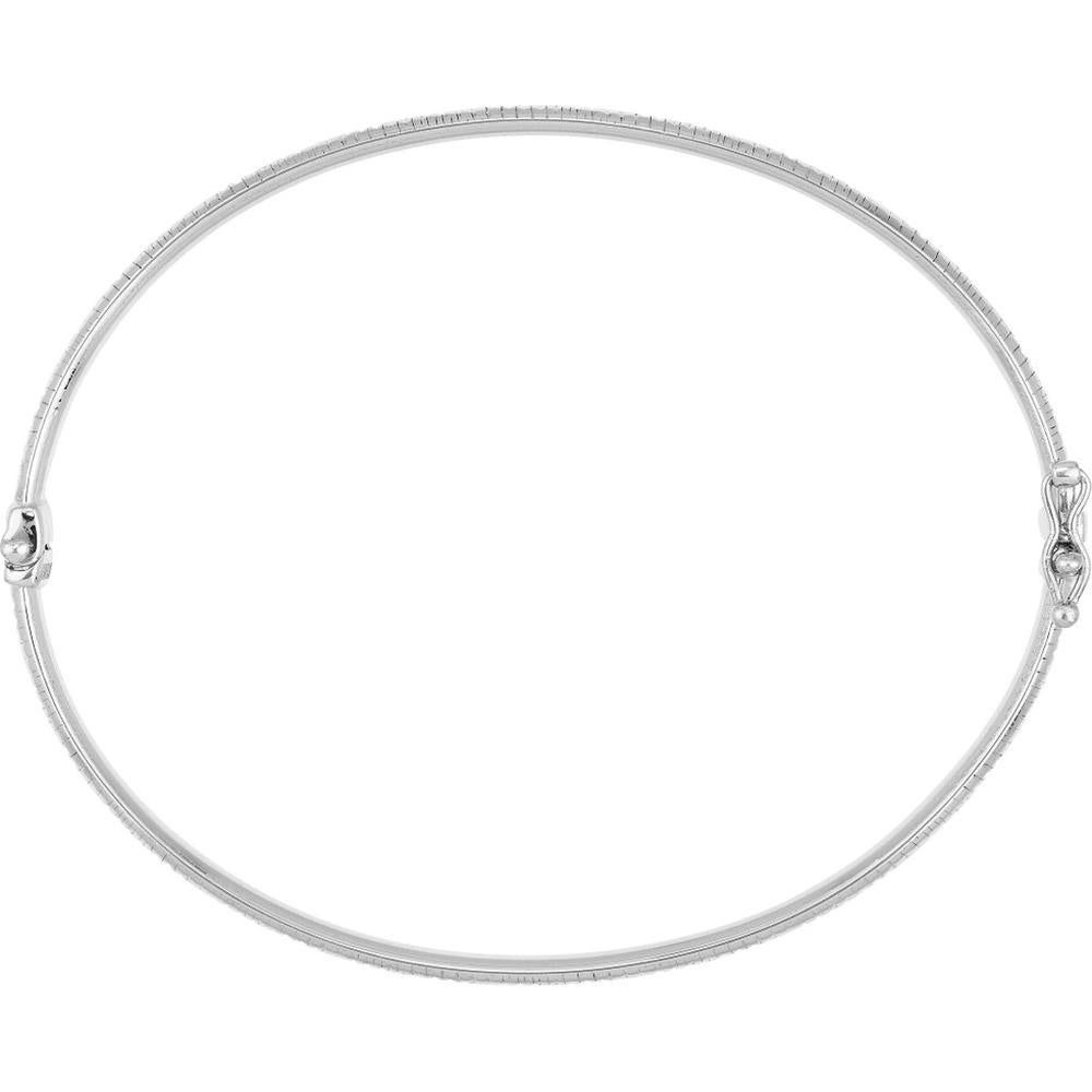 Olas d'Oro - 14K White Gold Diamond-Cut Tube Hinged Bangle - 3.70 Grams