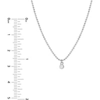 Olas d'Oro - 14K White Gold Diamond Drop Necklace with Bezel-Set Diamonds on Diamond-Cut Bead Chain - 0.06 Carat Total Diamond Weight