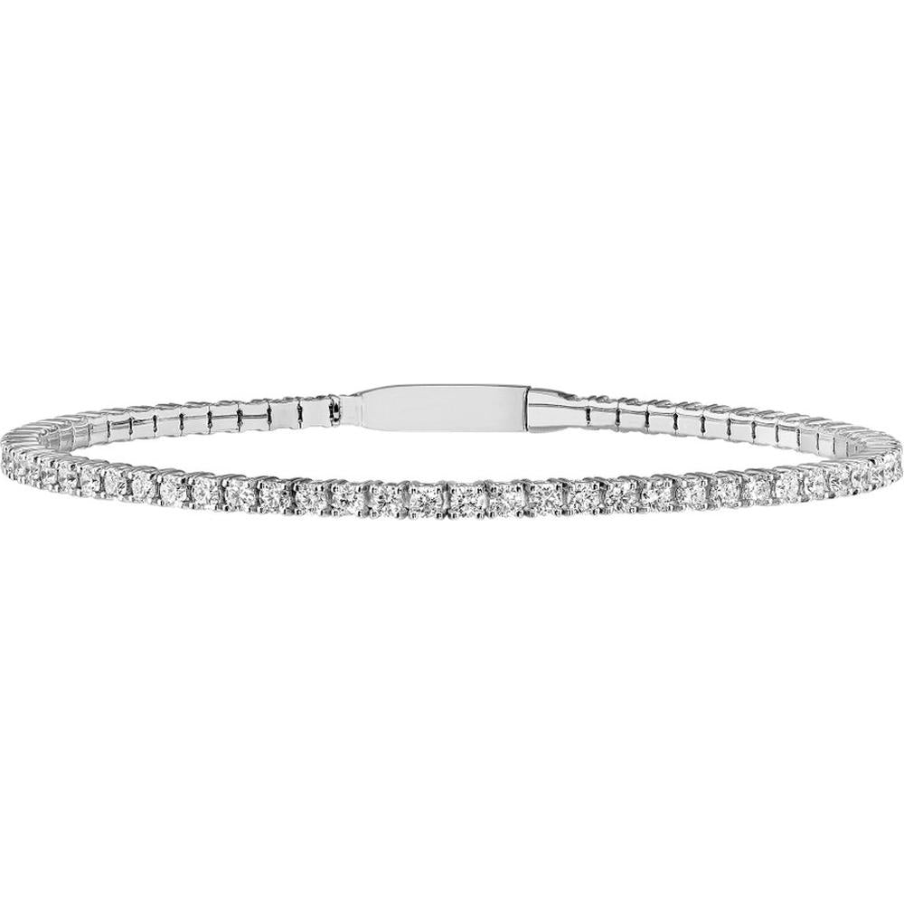 Olas d'Oro - 14K White Gold Diamond Eternity Flexi Tennis Bracelet - 2.75 Carat Total Diamond Weight