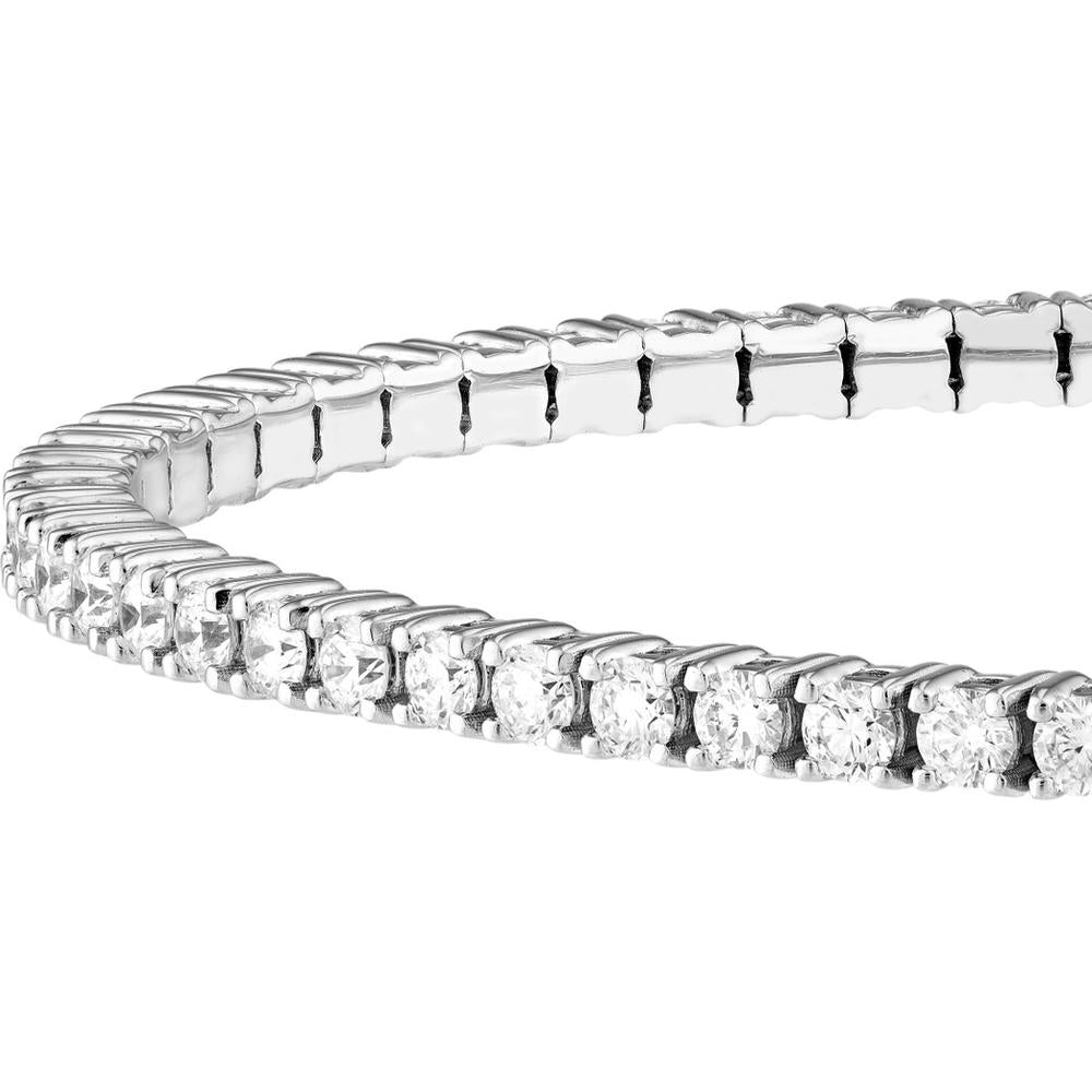 Olas d'Oro - 14K White Gold Diamond Eternity Flexi Tennis Bracelet - 2.75 Carat Total Diamond Weight