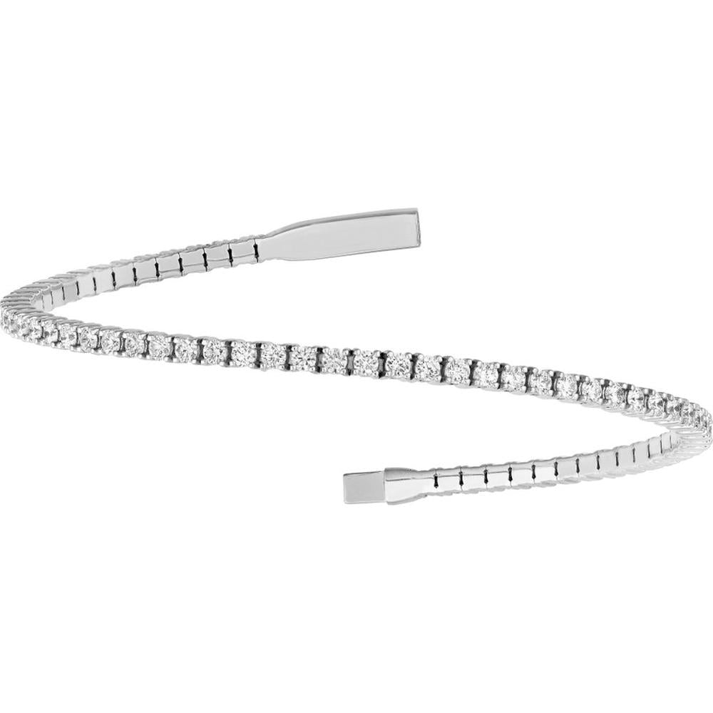 Olas d'Oro - 14K White Gold Diamond Eternity Flexi Tennis Bracelet - 2.75 Carat Total Diamond Weight