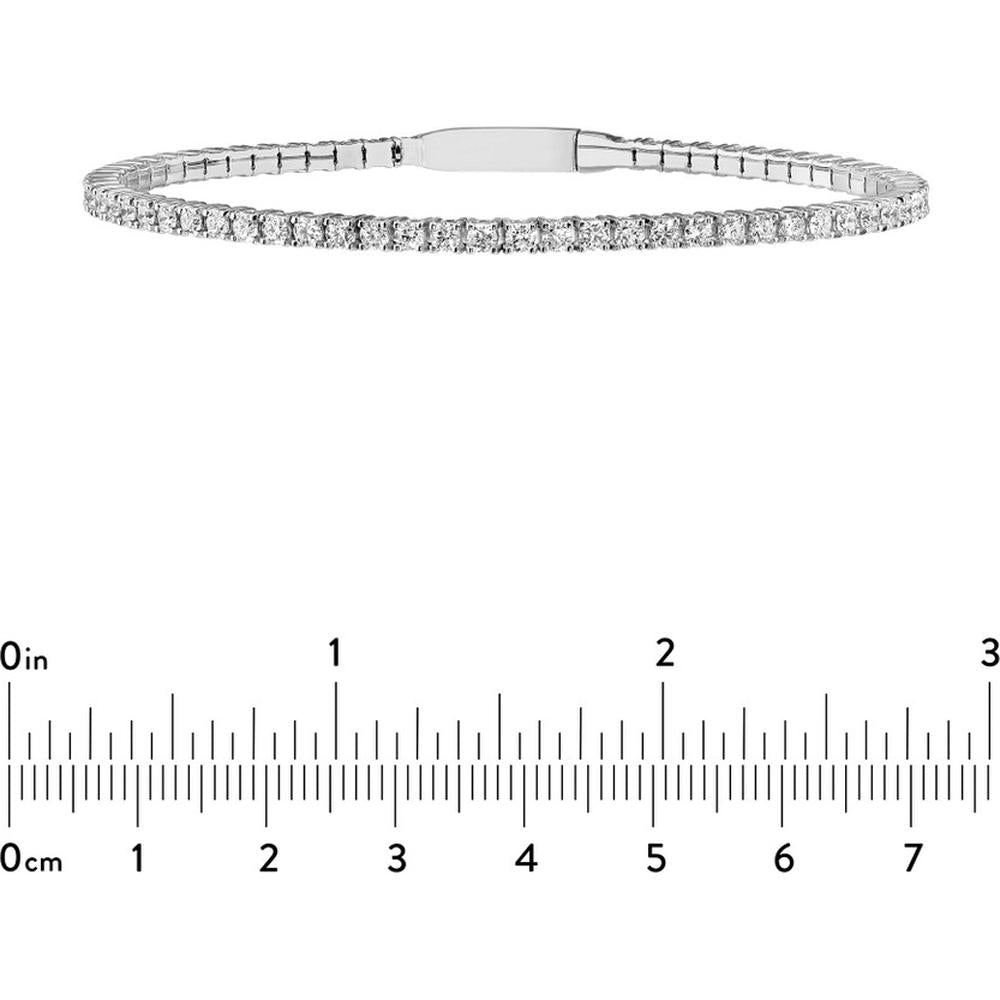 Olas d'Oro - 14K White Gold Diamond Eternity Flexi Tennis Bracelet - 2.75 Carat Total Diamond Weight