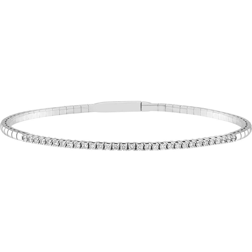 Olas d'Oro - 14K White Gold Diamond Flex Bracelet with Box Lock Closure - 5/8 Carat Total Diamond Weight
