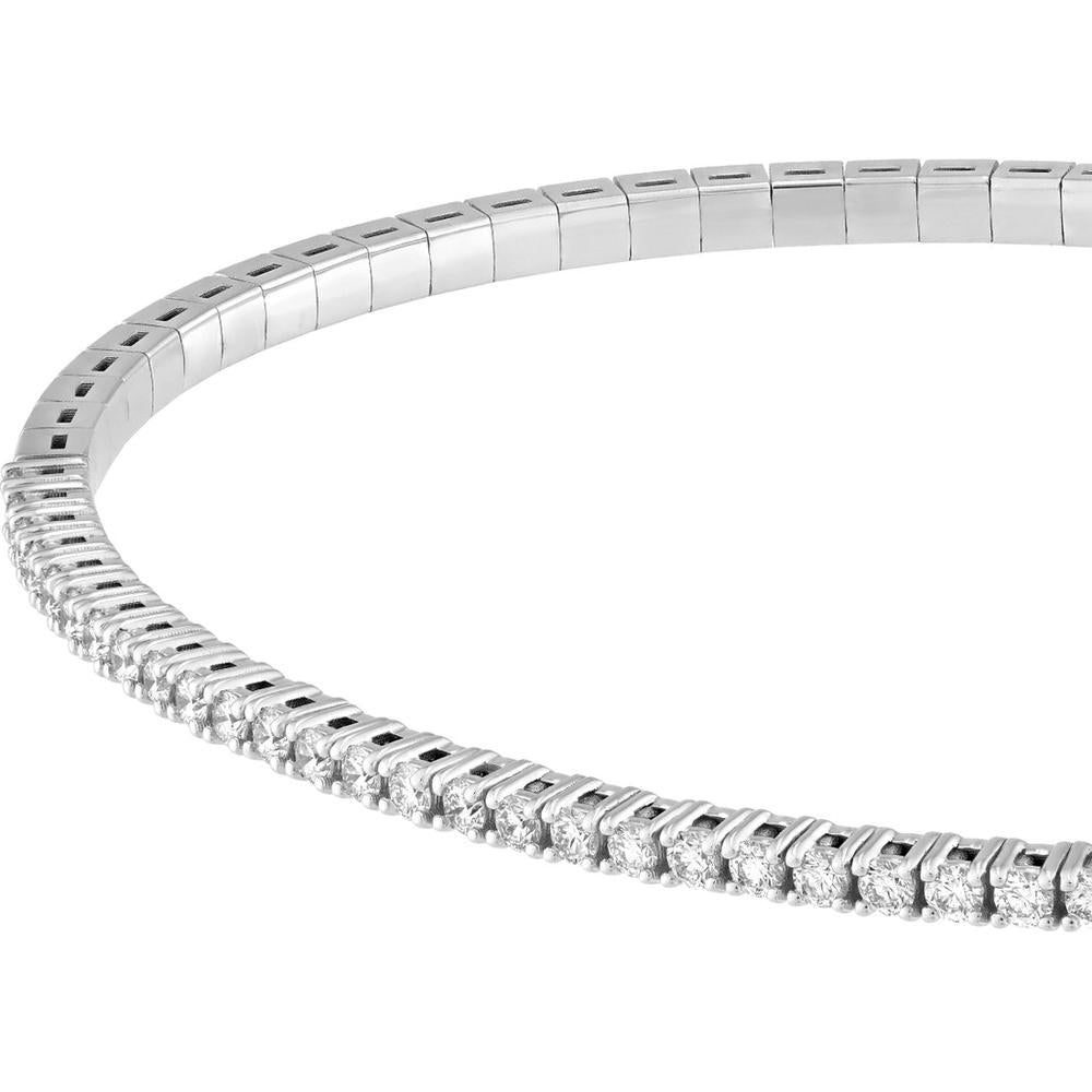Olas d'Oro - 14K White Gold Diamond Flex Bracelet with Box Lock Closure - 5/8 Carat Total Diamond Weight