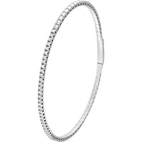 Olas d'Oro - 14K White Gold Diamond Flex Bracelet with Box Lock Closure - 5/8 Carat Total Diamond Weight