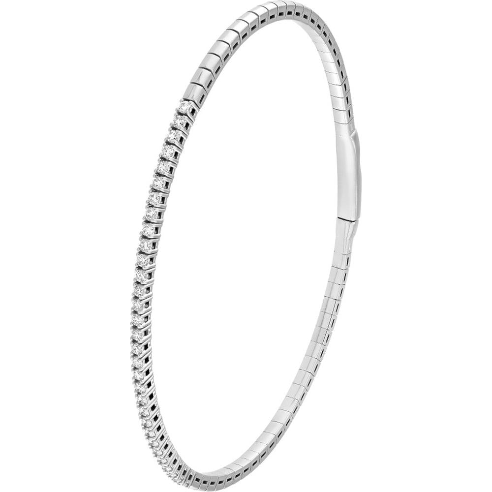 Olas d'Oro - 14K White Gold Diamond Flex Bracelet with Box Lock Closure - 5/8 Carat Total Diamond Weight
