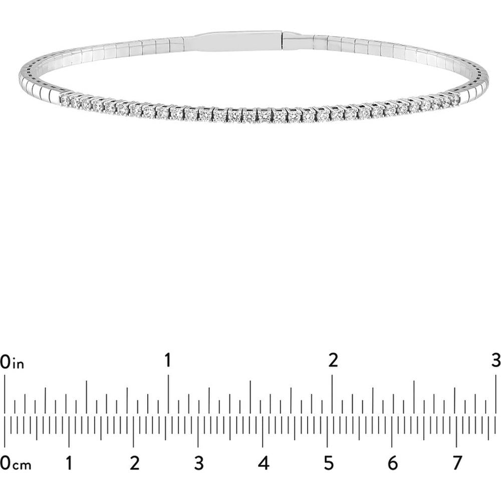 Olas d'Oro - 14K White Gold Diamond Flex Bracelet with Box Lock Closure - 5/8 Carat Total Diamond Weight