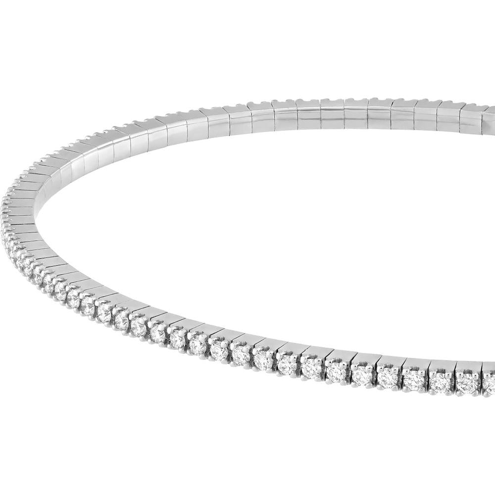 Olas d'Oro - 14K White Gold Diamond Full Flex Bracelet with 1.3mm Round Diamonds - 7/8 Carat Total Diamond Weight