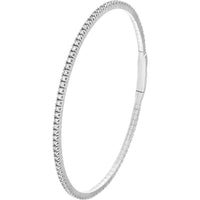 Olas d'Oro - 14K White Gold Diamond Full Flex Bracelet with 1.3mm Round Diamonds - 7/8 Carat Total Diamond Weight
