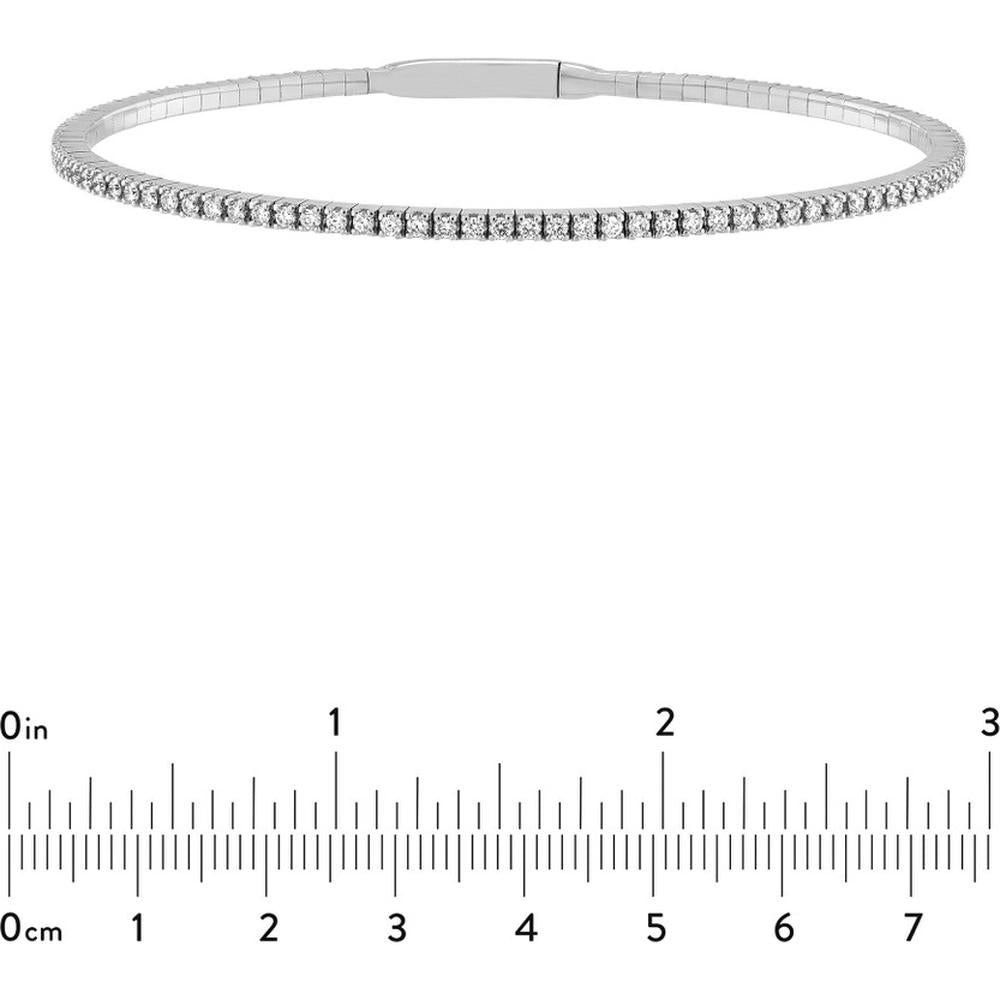 Olas d'Oro - 14K White Gold Diamond Full Flex Bracelet with 1.3mm Round Diamonds - 7/8 Carat Total Diamond Weight