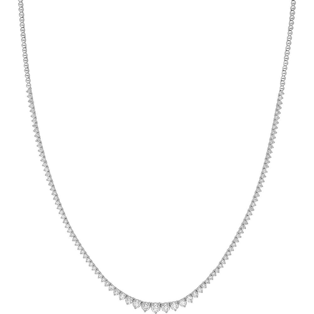 Olas d'Oro - 14K White Gold Diamond Graduated Half Tennis Necklace - 3.30 Carat Total Diamond Weight