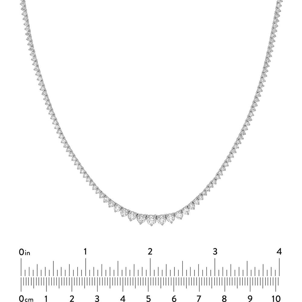 Olas d'Oro - 14K White Gold Diamond Graduated Half Tennis Necklace - 3.30 Carat Total Diamond Weight